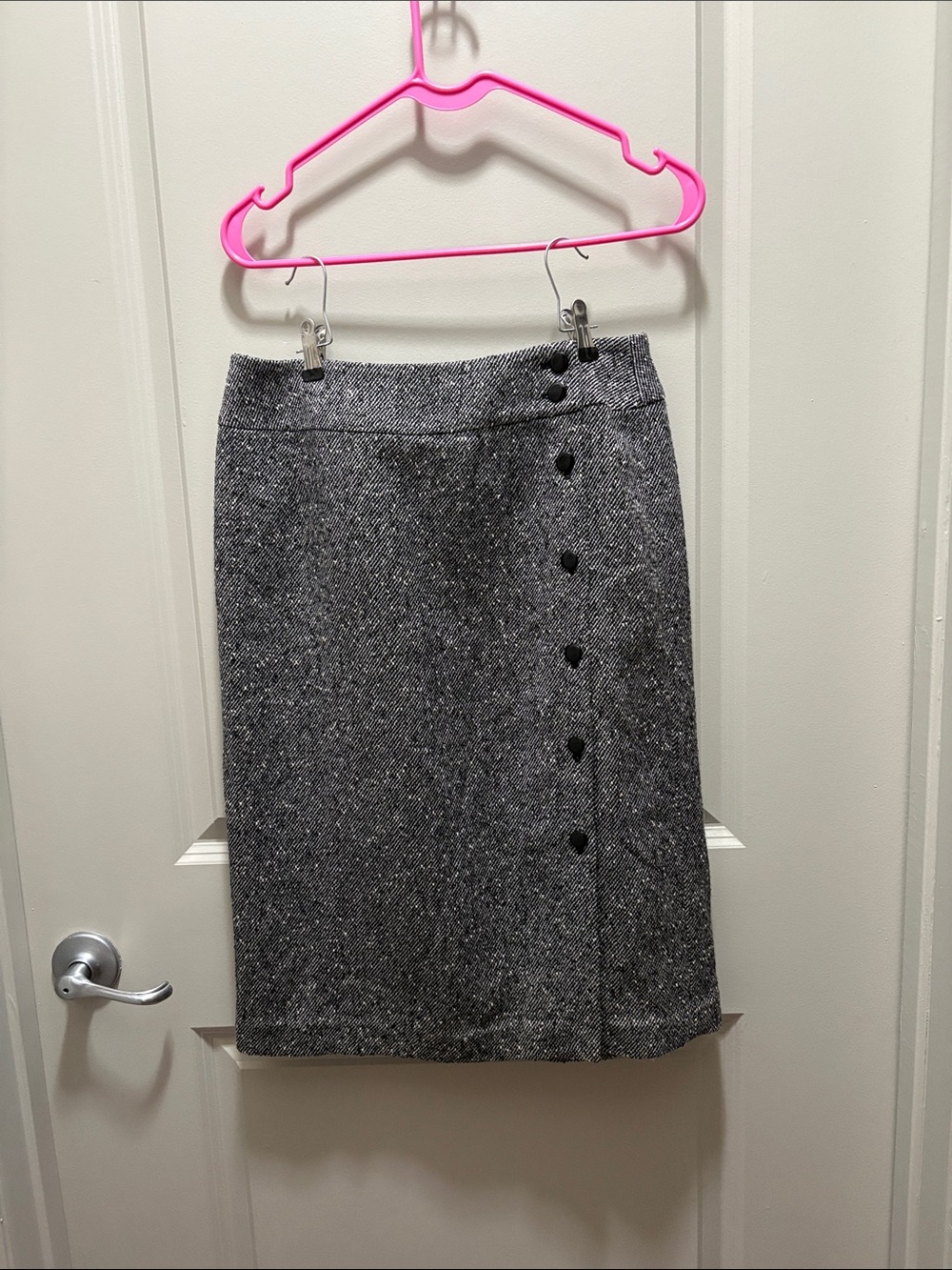 Talbots Gray Tweed Pencil Skirt with Side Buttons